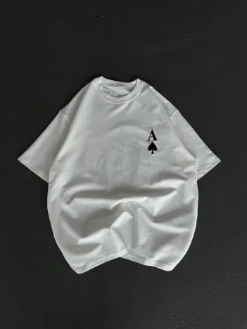 Unisex Bisiklet Yaka Baskılı Oversize T-Shirt - Beyaz Unisex Bisiklet Yaka Baskılı Oversize T-Shirt - Beyaz