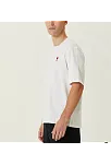 Unisex Bisiklet Yaka Baskılı Oversize T-shirt - Beyaz