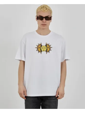 Unisex Bisiklet Yaka Baskılı Oversize T-Shirt - Beyaz Unisex Bisiklet Yaka Baskılı Oversize T-Shirt - Beyaz