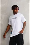 Unisex Bisiklet Yaka Baskılı Oversize T-shirt - Beyaz