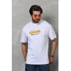 Unisex Bisiklet Yaka Baskılı Oversize T-Shirt - Beyaz Unisex Bisiklet Yaka Baskılı Oversize T-Shirt - Beyaz