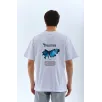 Unisex Bisiklet Yaka Baskılı Oversize T-Shirt - Beyaz Unisex Bisiklet Yaka Baskılı Oversize T-Shirt - Beyaz