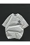 Unisex Bisiklet Yaka Baskılı Oversize T-shirt - Beyaz