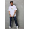 Unisex Bisiklet Yaka Baskılı Oversize T-Shirt - Beyaz Unisex Bisiklet Yaka Baskılı Oversize T-Shirt - Beyaz