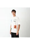 Unisex Bisiklet Yaka Baskılı Oversize T-shirt - Beyaz