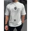 Unisex Bisiklet Yaka Baskılı Oversize T-Shirt - Beyaz Unisex Bisiklet Yaka Baskılı Oversize T-Shirt - Beyaz