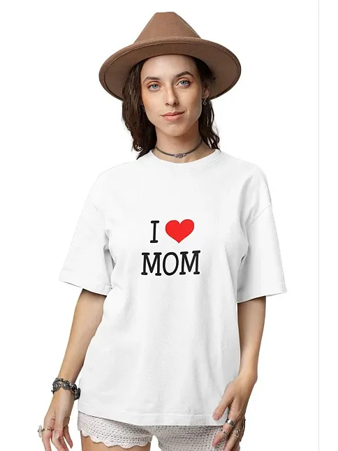 Unisex Bisiklet Yaka Baskılı Oversize T-shirt - Beyaz