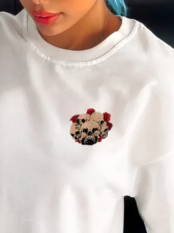 Unisex Bisiklet Yaka Baskılı Oversize T-Shirt - Beyaz Unisex Bisiklet Yaka Baskılı Oversize T-Shirt - Beyaz