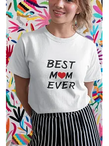 Kadın Bisiklet Yaka Baskılı  Kısa Kol Oversize T-shirt - Beyaz