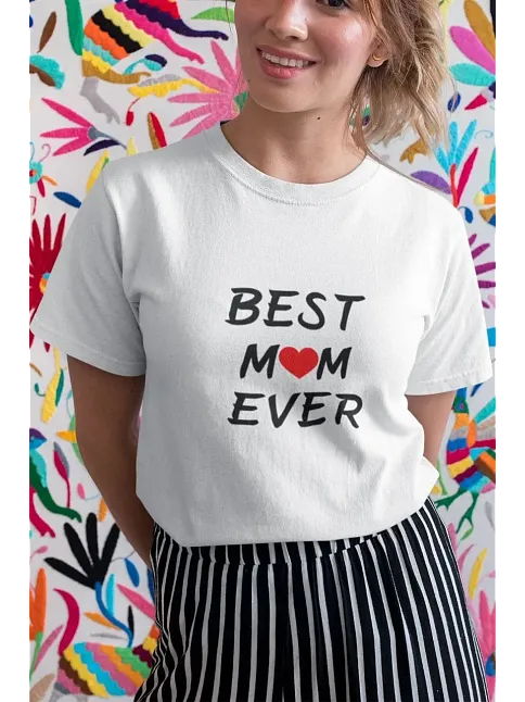 Kadın Bisiklet Yaka Baskılı  Kısa Kol Oversize T-shirt - Beyaz