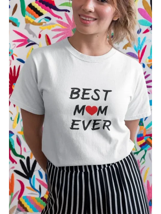 Kadın Bisiklet Yaka Baskılı  Kısa Kol Oversize T-shirt - Beyaz