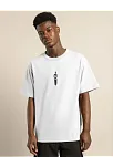 Unisex Bisiklet Yaka Baskılı Oversize T-shirt - Beyaz