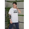 Unisex Bisiklet Yaka Baskılı Oversize T-Shirt - Beyaz Unisex Bisiklet Yaka Baskılı Oversize T-Shirt - Beyaz
