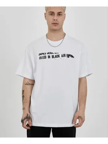 Unisex Bisiklet Yaka Baskılı Oversize T-shirt - Beyaz Unisex Bisiklet Yaka Baskılı Oversize T-shirt - Beyaz