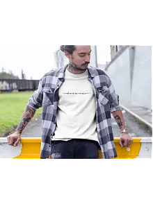 Erkek Bisiklet Yaka Baskılı Oversize T-shirt - Beyaz