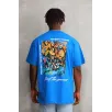 Unisex Bisiklet Yaka Baskılı Oversize T-Shirt - Mavi Unisex Bisiklet Yaka Baskılı Oversize T-Shirt - Mavi