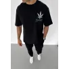 Unisex Bisiklet Yaka Baskılı Oversize T-Shirt - Siyah Unisex Bisiklet Yaka Baskılı Oversize T-Shirt - Siyah