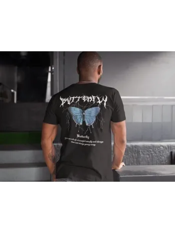 Erkek Bisiklet Yaka Baskılı Oversize T-Shirt - Siyah Erkek Bisiklet Yaka Baskılı Oversize T-Shirt - Siyah