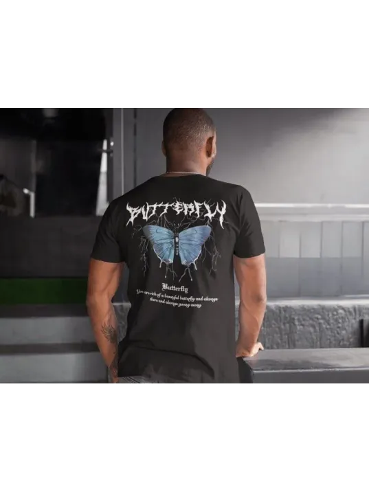 Erkek Bisiklet Yaka Baskılı Oversize T-Shirt - Siyah Erkek Bisiklet Yaka Baskılı Oversize T-Shirt - Siyah