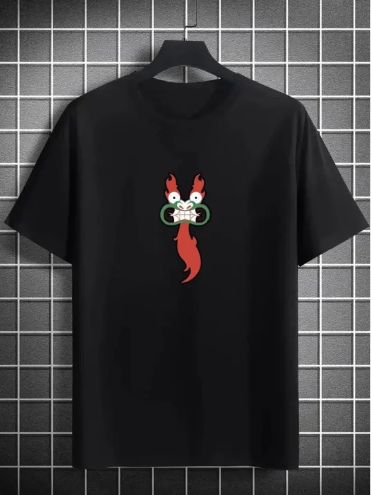 Unisex Bisiklet Yaka Baskılı Oversize T-Shirt - Siyah Unisex Bisiklet Yaka Baskılı Oversize T-Shirt - Siyah