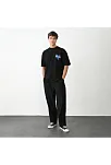 Unisex Bisiklet Yaka Baskılı Oversize T-shirt - Siyah