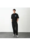 Unisex Bisiklet Yaka Baskılı Oversize T-shirt - Siyah Unisex Bisiklet Yaka Baskılı Oversize T-shirt - Siyah