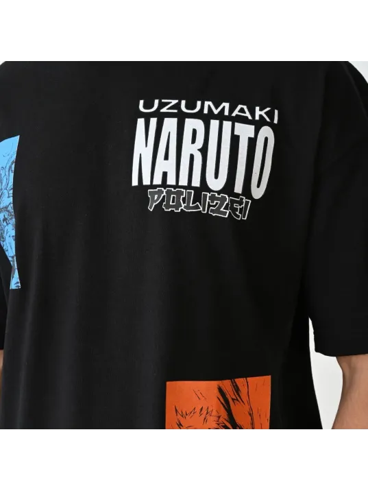 Unisex Bisiklet Yaka Baskılı Oversize T-Shirt - Siyah Unisex Bisiklet Yaka Baskılı Oversize T-Shirt - Siyah