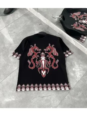 Unisex Bisiklet Yaka Baskılı Oversize T-Shirt - Siyah Unisex Bisiklet Yaka Baskılı Oversize T-Shirt - Siyah