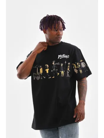 Unisex Bisiklet Yaka Baskılı Oversize T-Shirt - Siyah Unisex Bisiklet Yaka Baskılı Oversize T-Shirt - Siyah