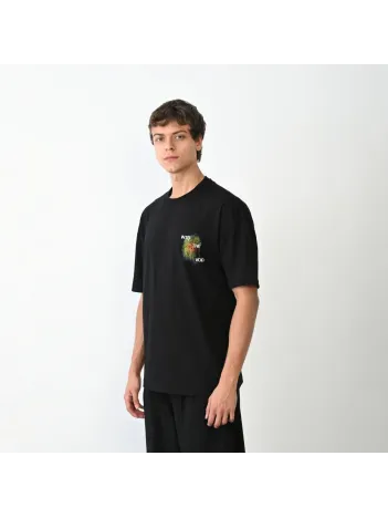 Unisex Bisiklet Yaka Baskılı Oversize T-Shirt - Siyah Unisex Bisiklet Yaka Baskılı Oversize T-Shirt - Siyah