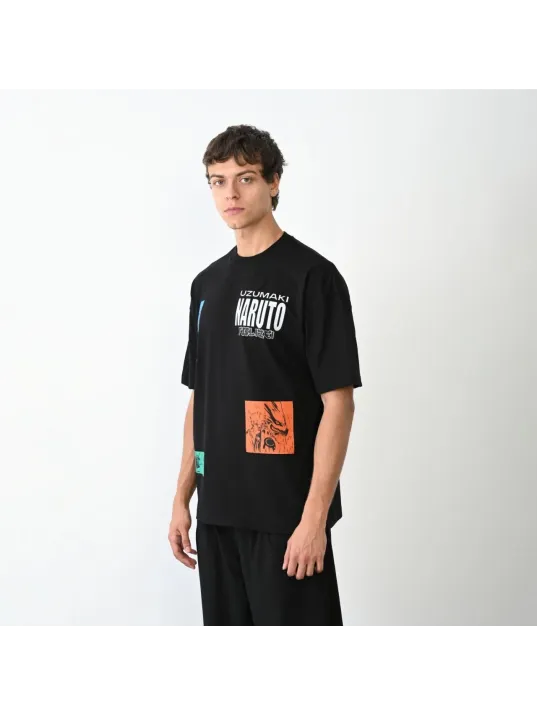 Unisex Bisiklet Yaka Baskılı Oversize T-Shirt - Siyah Unisex Bisiklet Yaka Baskılı Oversize T-Shirt - Siyah