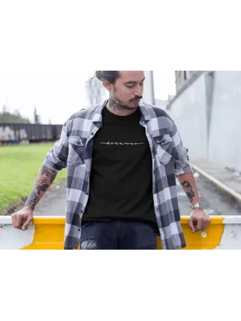 Erkek Bisiklet Yaka Baskılı Oversize T-Shirt - Siyah Erkek Bisiklet Yaka Baskılı Oversize T-Shirt - Siyah