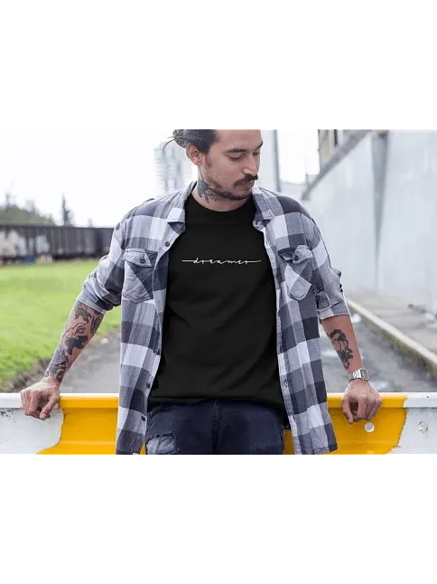 Erkek Bisiklet Yaka Baskılı Oversize T-shirt - Siyah