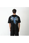 Unisex Bisiklet Yaka Baskılı Oversize T-shirt - Siyah