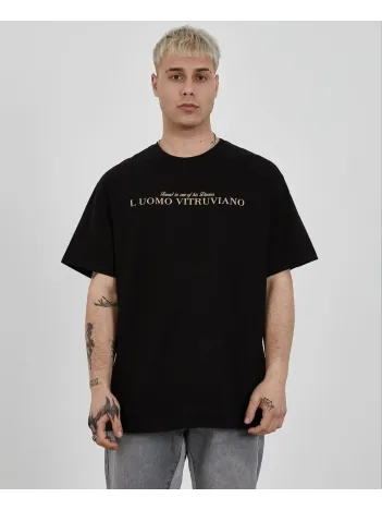 Unisex Bisiklet Yaka Baskılı Oversize T-Shirt - Siyah Unisex Bisiklet Yaka Baskılı Oversize T-Shirt - Siyah