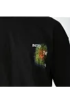 Unisex Bisiklet Yaka Baskılı Oversize T-shirt - Siyah