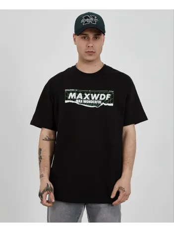 Unisex Bisiklet Yaka Baskılı Oversize T-Shirt - Siyah Unisex Bisiklet Yaka Baskılı Oversize T-Shirt - Siyah