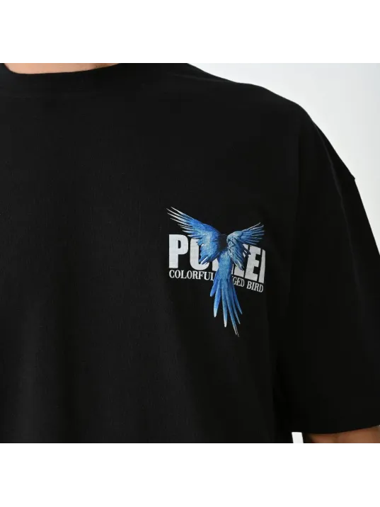 Unisex Bisiklet Yaka Baskılı Oversize T-Shirt - Siyah Unisex Bisiklet Yaka Baskılı Oversize T-Shirt - Siyah