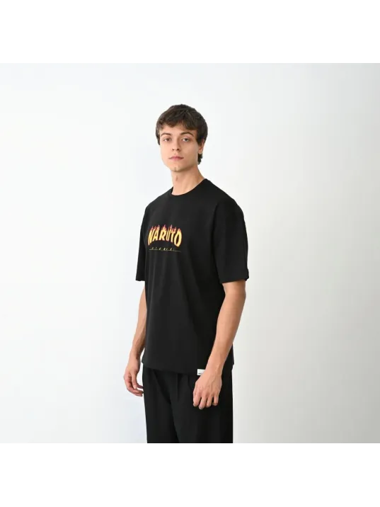 Unisex Bisiklet Yaka Baskılı Oversize T-Shirt - Siyah Unisex Bisiklet Yaka Baskılı Oversize T-Shirt - Siyah