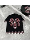 Unisex Bisiklet Yaka Baskılı Oversize T-shirt - Siyah