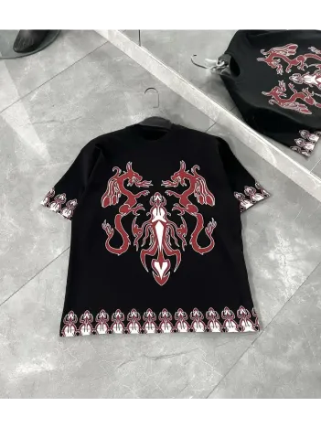 Unisex Bisiklet Yaka Baskılı Oversize T-Shirt - Siyah Unisex Bisiklet Yaka Baskılı Oversize T-Shirt - Siyah