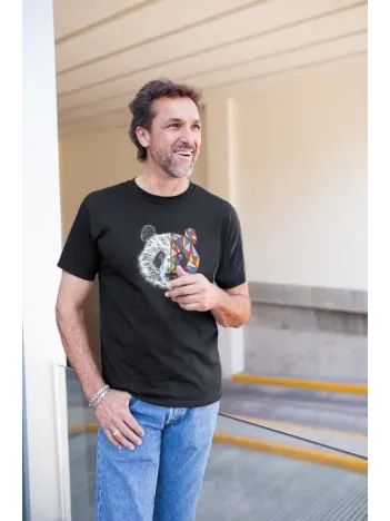 Erkek Bisiklet Yaka Baskılı Oversize T-Shirt - Siyah Erkek Bisiklet Yaka Baskılı Oversize T-Shirt - Siyah