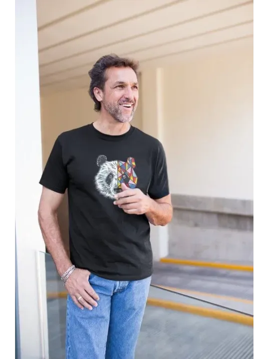 Erkek Bisiklet Yaka Baskılı Oversize T-Shirt - Siyah Erkek Bisiklet Yaka Baskılı Oversize T-Shirt - Siyah