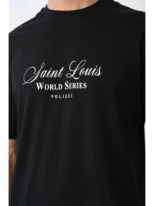 Unisex Bisiklet Yaka Baskılı Oversize T-Shirt - Siyah Unisex Bisiklet Yaka Baskılı Oversize T-Shirt - Siyah