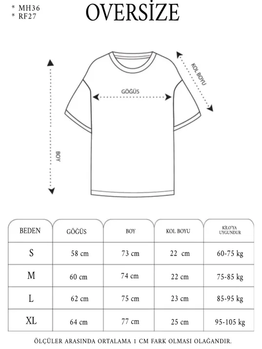 Unisex Bisiklet Yaka Baskılı Oversize T-Shirt - Siyah