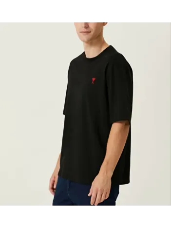 Unisex Bisiklet Yaka Baskılı Oversize T-Shirt - Siyah Unisex Bisiklet Yaka Baskılı Oversize T-Shirt - Siyah