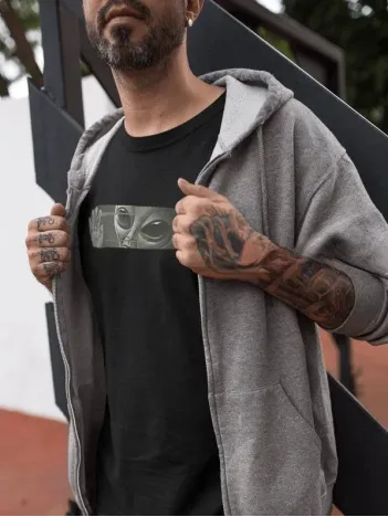 Unisex Bisiklet Yaka Baskılı Oversize T-Shirt - Siyah Unisex Bisiklet Yaka Baskılı Oversize T-Shirt - Siyah