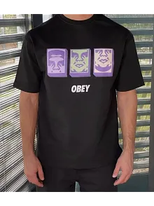 Unisex Bisiklet Yaka Baskılı Oversize T-shirt - Siyah