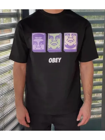 Unisex Bisiklet Yaka Baskılı Oversize T-shirt - Siyah