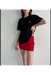 Unisex Bisiklet Yaka Baskılı Oversize T-shirt - Siyah